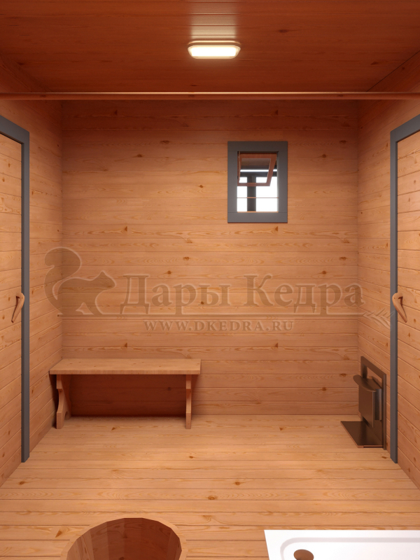 Каркасно-щитовая баня из кедра «Мега» с верандой